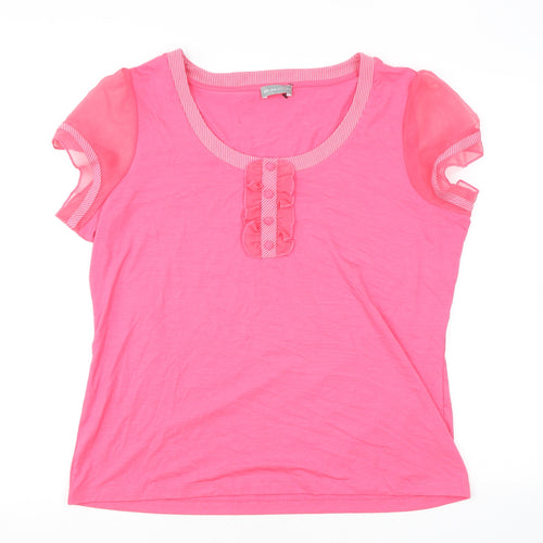 Per Una Womens Pink Polyester Basic T-Shirt Size 20 Scoop Neck