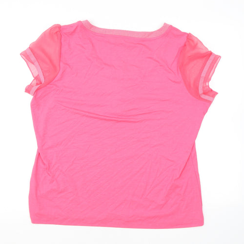 Per Una Womens Pink Polyester Basic T-Shirt Size 20 Scoop Neck