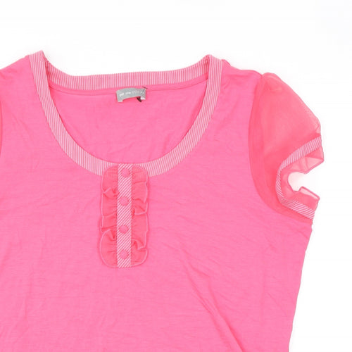 Per Una Womens Pink Polyester Basic T-Shirt Size 20 Scoop Neck