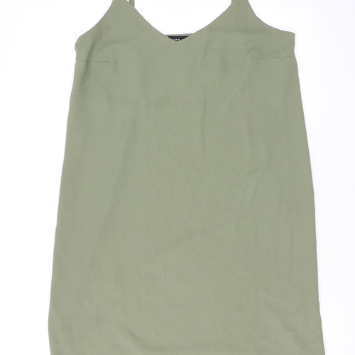 New Look Womens Green Polyester Tank Dress Size 10 V-Neck Pullover
