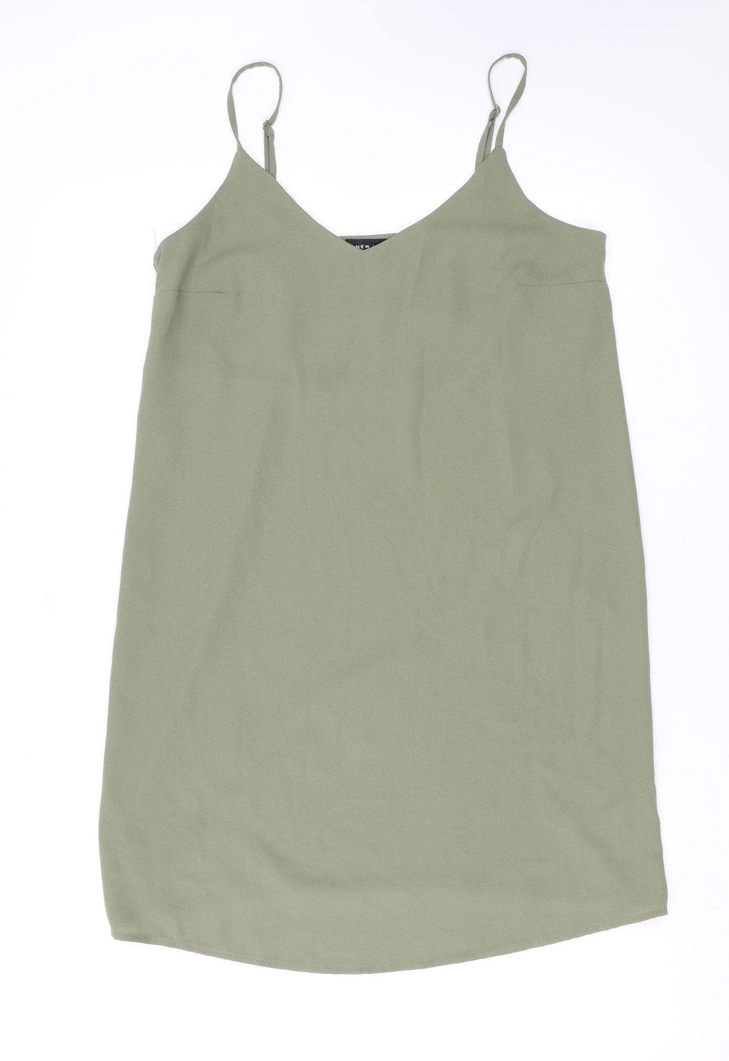 New Look Womens Green Polyester Tank Dress Size 10 V-Neck Pullover