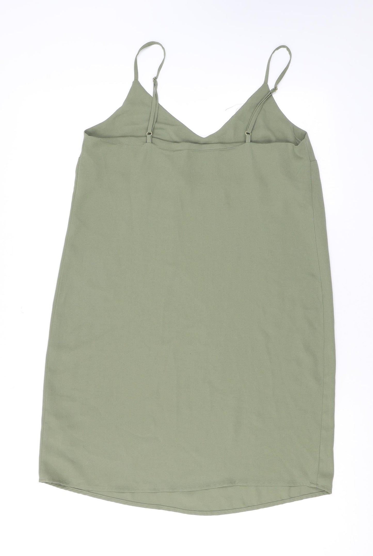 New Look Womens Green Polyester Tank Dress Size 10 V-Neck Pullover