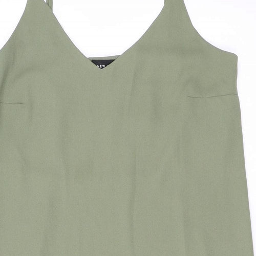New Look Womens Green Polyester Tank Dress Size 10 V-Neck Pullover