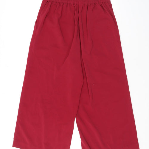 VERO MODA Womens Red Polyester Trousers Size 8 L21.5 in Regular - Elasticated Waist