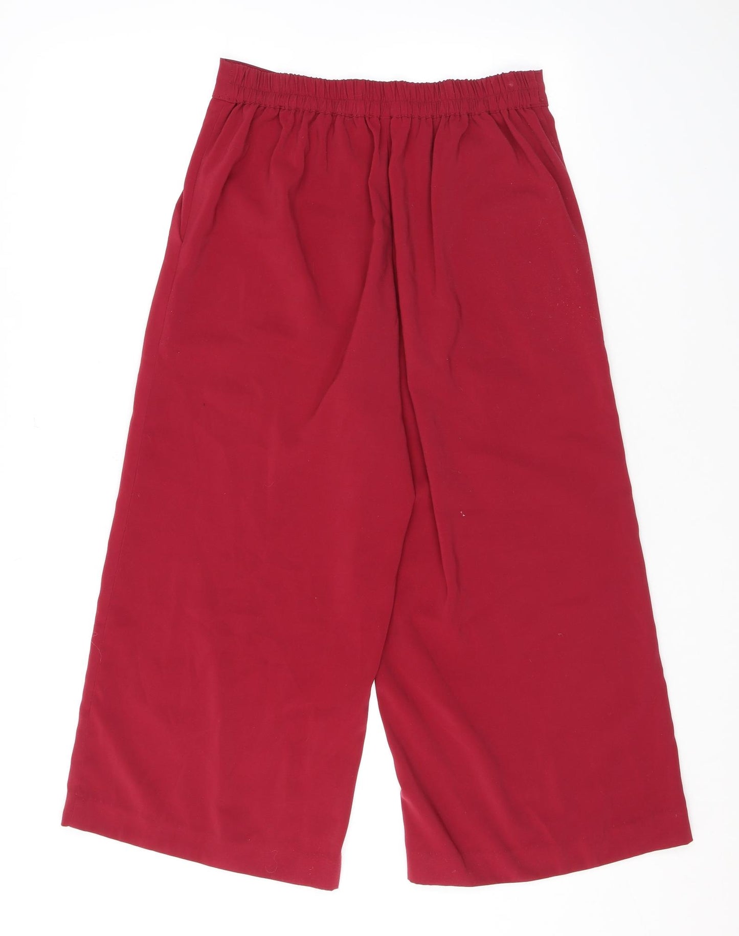VERO MODA Womens Red Polyester Trousers Size 8 L21.5 in Regular - Elasticated Waist
