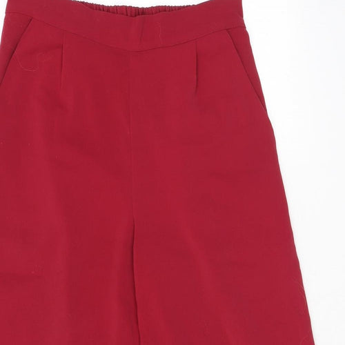 VERO MODA Womens Red Polyester Trousers Size 8 L21.5 in Regular - Elasticated Waist