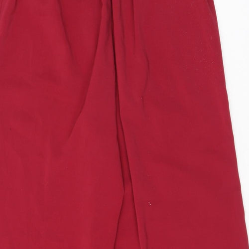 VERO MODA Womens Red Polyester Trousers Size 8 L21.5 in Regular - Elasticated Waist