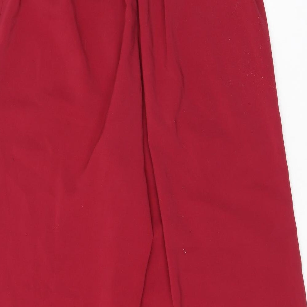 VERO MODA Womens Red Polyester Trousers Size 8 L21.5 in Regular - Elasticated Waist