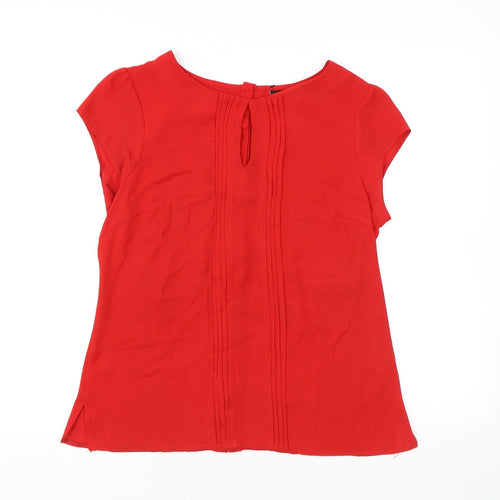 Wallis Womens Red Polyester Basic Blouse Size 10 Round Neck - Keyhole Neck