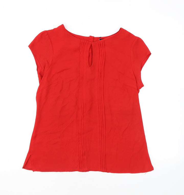 Wallis Womens Red Polyester Basic Blouse Size 10 Round Neck - Keyhole Neck