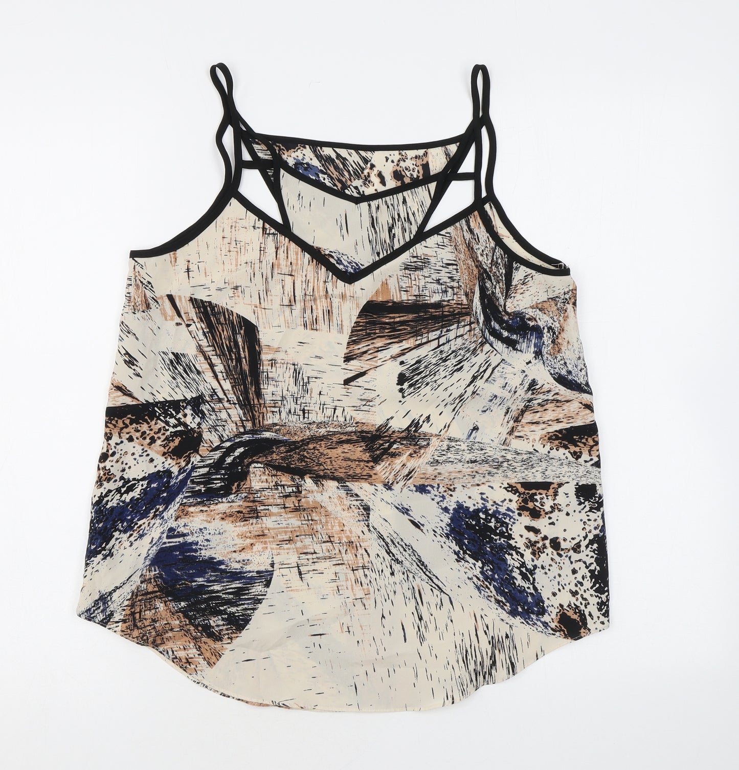 Sparkle & Fade Womens Beige Geometric Polyester Camisole Tank Size S Halter