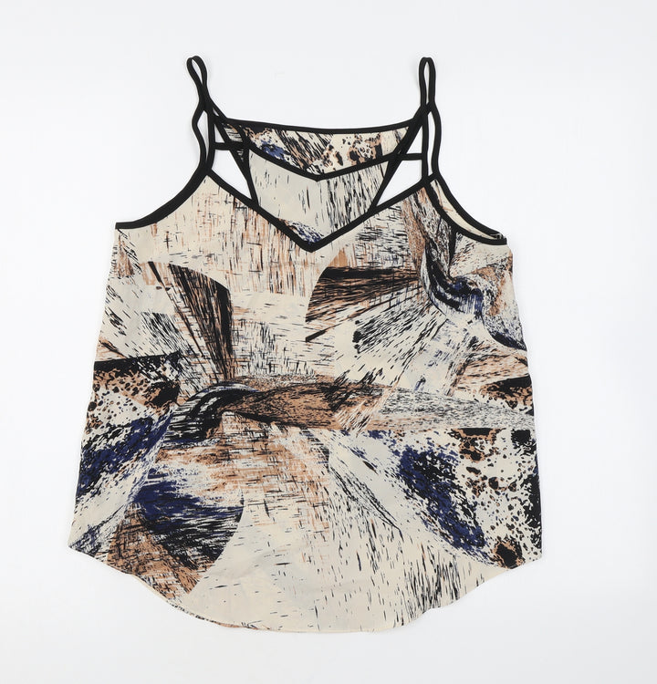 Sparkle & Fade Womens Beige Geometric Polyester Camisole Tank Size S Halter