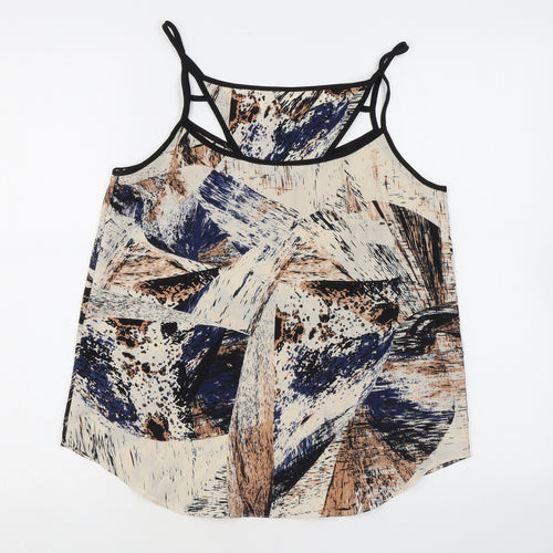 Sparkle & Fade Womens Beige Geometric Polyester Camisole Tank Size S Halter