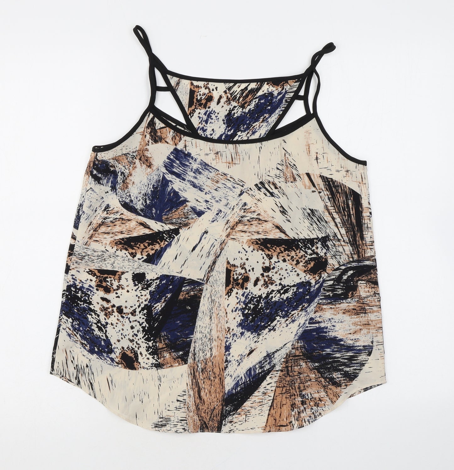 Sparkle & Fade Womens Beige Geometric Polyester Camisole Tank Size S Halter