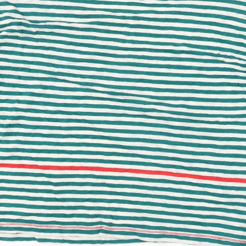 NW3 Womens Green Striped Cotton Basic T-Shirt Size M Boat Neck