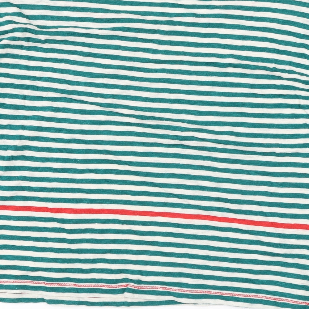 NW3 Womens Green Striped Cotton Basic T-Shirt Size M Boat Neck