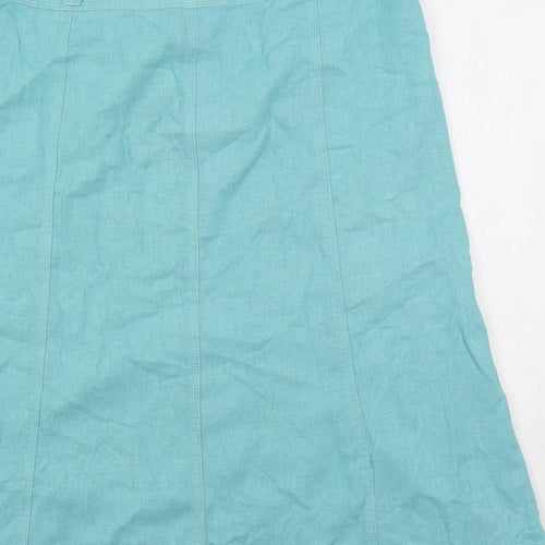 Marks and Spencer Womens Blue Linen A-Line Skirt Size 12 Zip