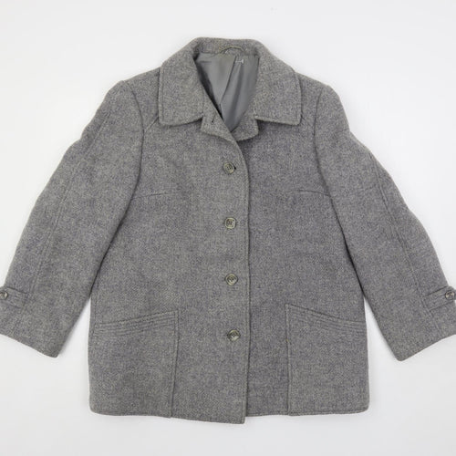 St Michael Womens Grey Pea Coat Coat Size 16 Button - Vintage