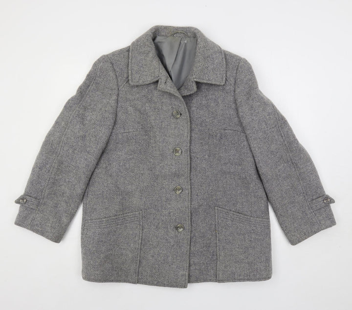 St Michael Womens Grey Pea Coat Coat Size 16 Button - Vintage