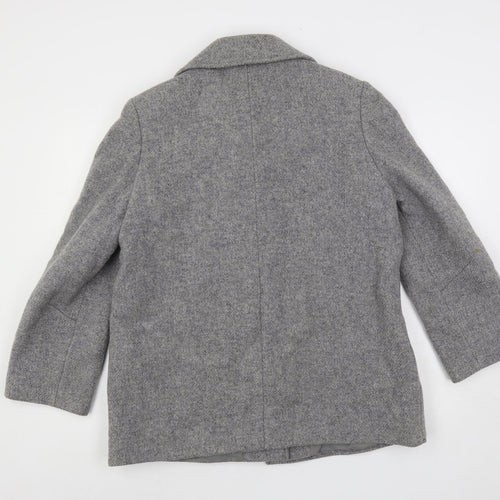 St Michael Womens Grey Pea Coat Coat Size 16 Button - Vintage