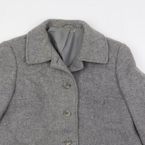 St Michael Womens Grey Pea Coat Coat Size 16 Button - Vintage