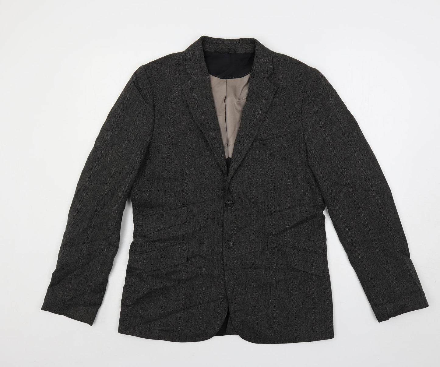 JUNK de LUXE Mens Grey Viscose Jacket Suit Jacket Size 38 Regular