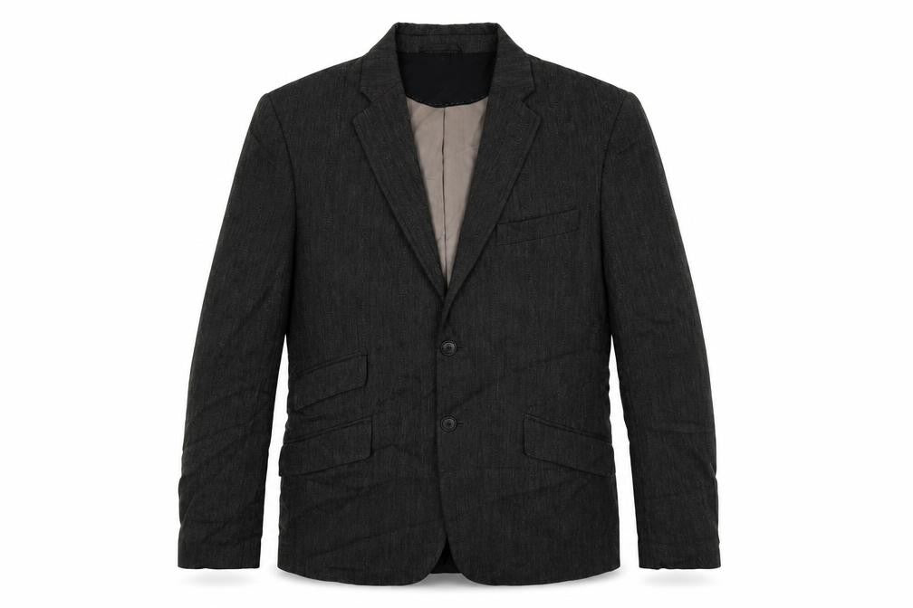 Front view of JUNK de LUXE men’s grey viscose jacket suit jacket, size 38, regular