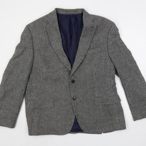 Marks and Spencer Mens Grey Geometric Wool Jacket Blazer Size 44 Regular