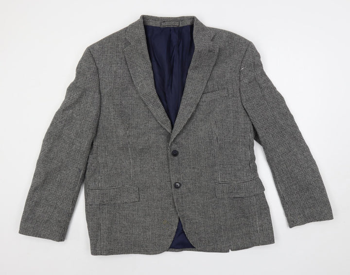 Marks and Spencer Mens Grey Geometric Wool Jacket Blazer Size 44 Regular
