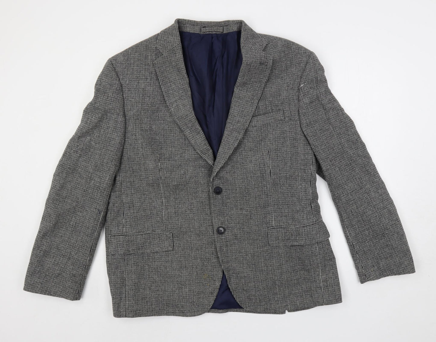 Marks and Spencer Mens Grey Geometric Wool Jacket Blazer Size 44 Regular