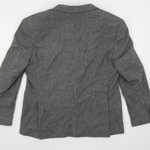 Marks and Spencer Mens Grey Geometric Wool Jacket Blazer Size 44 Regular