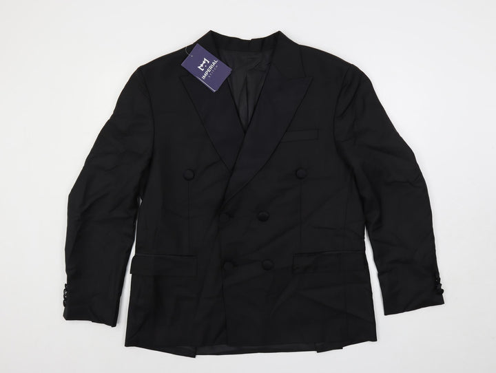 Imperial Stitch Mens Black Polyester Tuxedo Suit Jacket Size 44 Regular