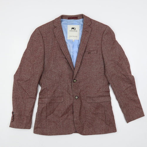 Moods of Norway Mens Red Herringbone Wool Jacket Blazer Size 38 Regular