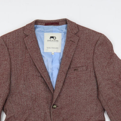 Moods of Norway Mens Red Herringbone Wool Jacket Blazer Size 38 Regular
