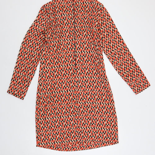 United Colors of Benetton Womens Red Geometric Polyester Shift Size S Boat Neck Zip