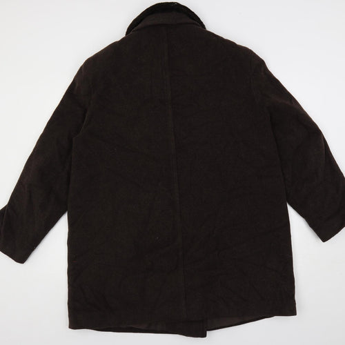 Living Womens Brown Pea Coat Coat Size 18 Button - Faux Fur Collar