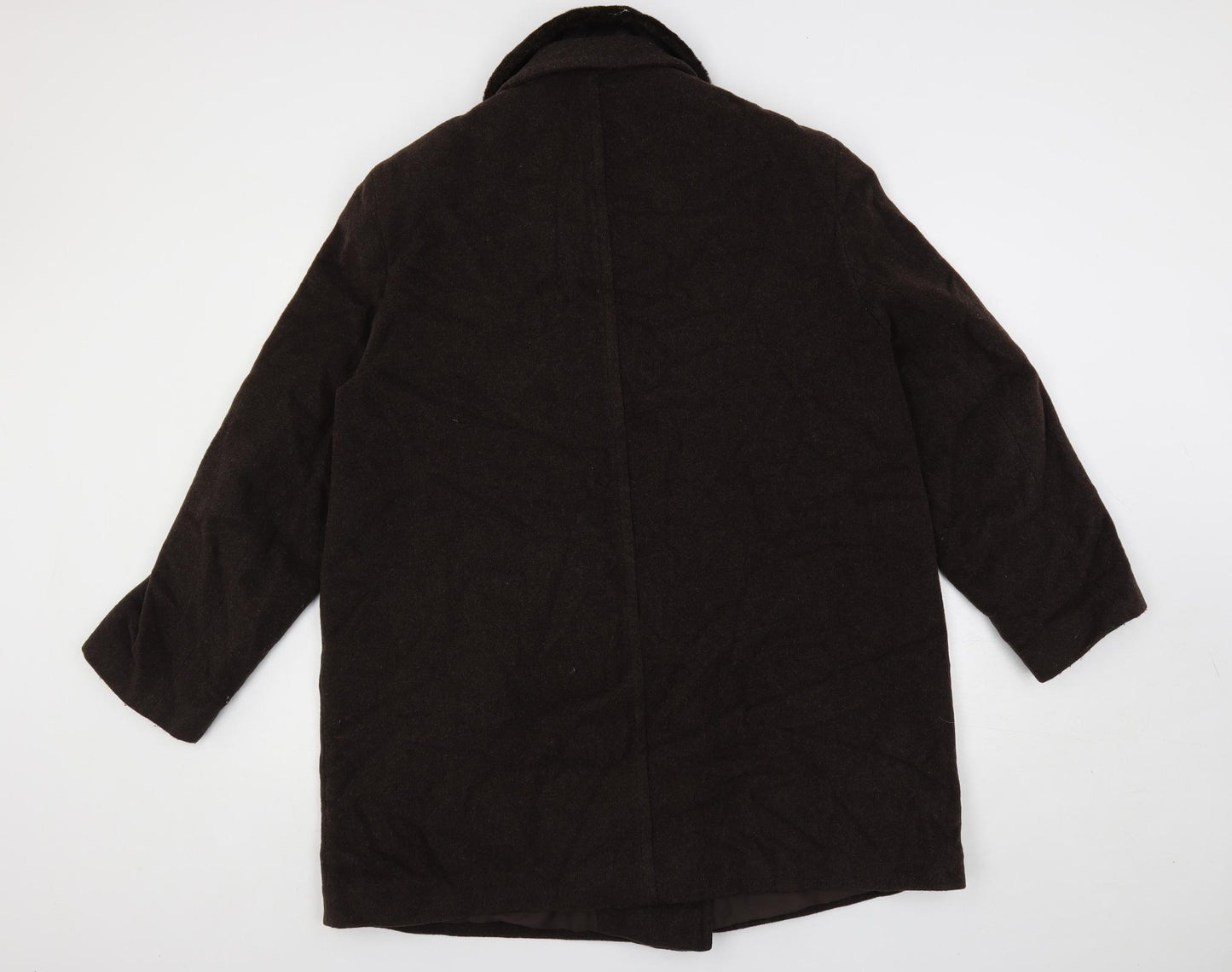 Living Womens Brown Pea Coat Coat Size 18 Button - Faux Fur Collar