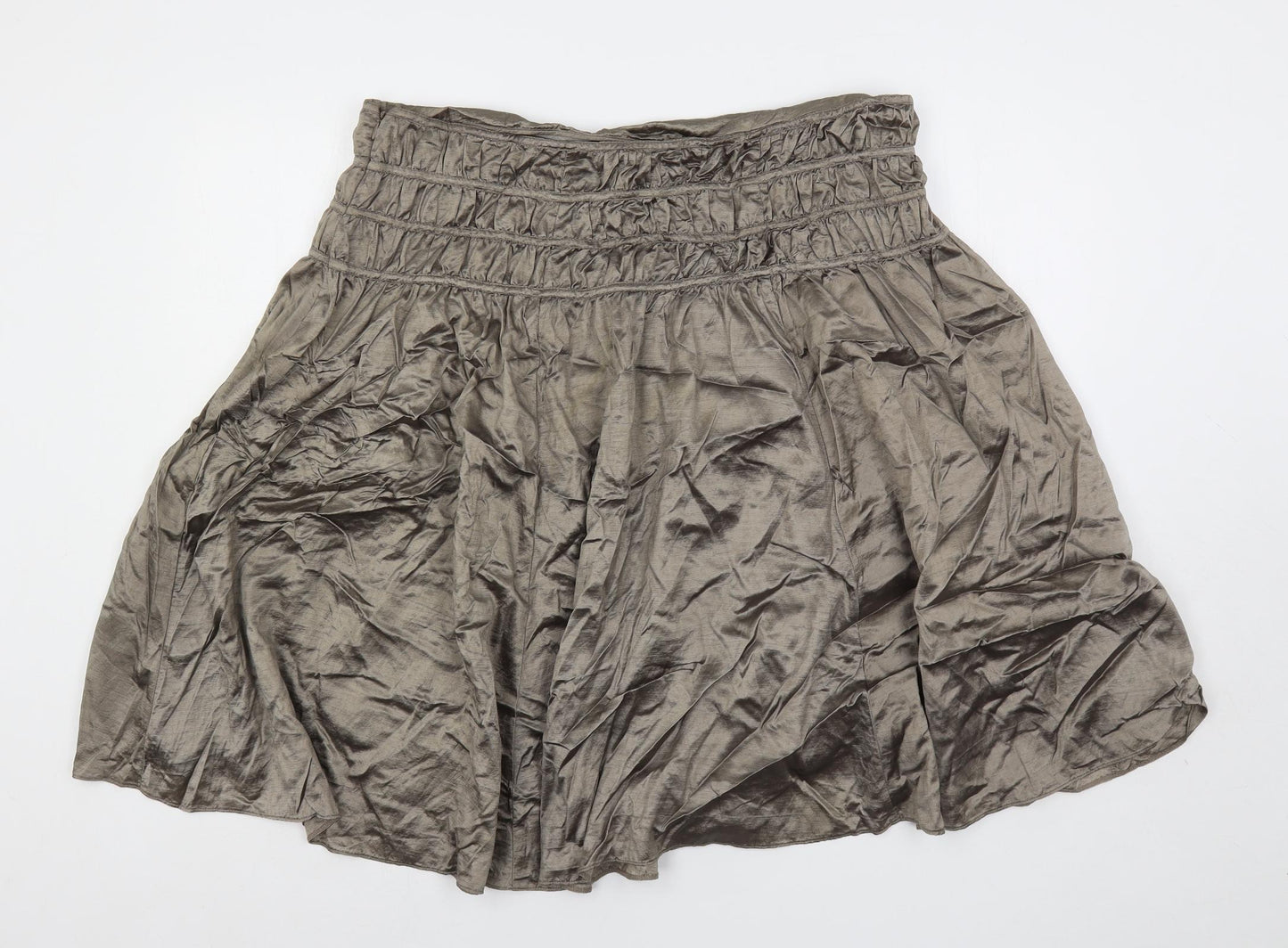 Marks and Spencer Womens Silver Viscose Flare Skirt Size 16 Zip