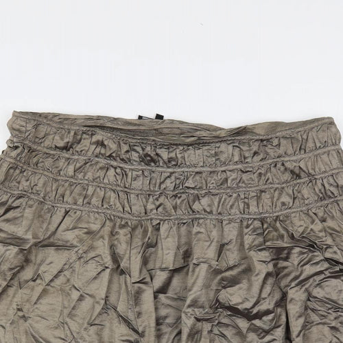 Marks and Spencer Womens Silver Viscose Flare Skirt Size 16 Zip