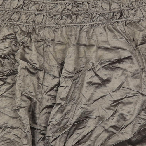 Marks and Spencer Womens Silver Viscose Flare Skirt Size 16 Zip