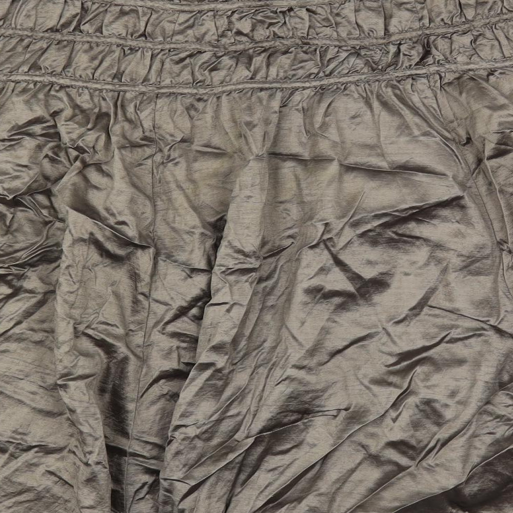 Marks and Spencer Womens Silver Viscose Flare Skirt Size 16 Zip