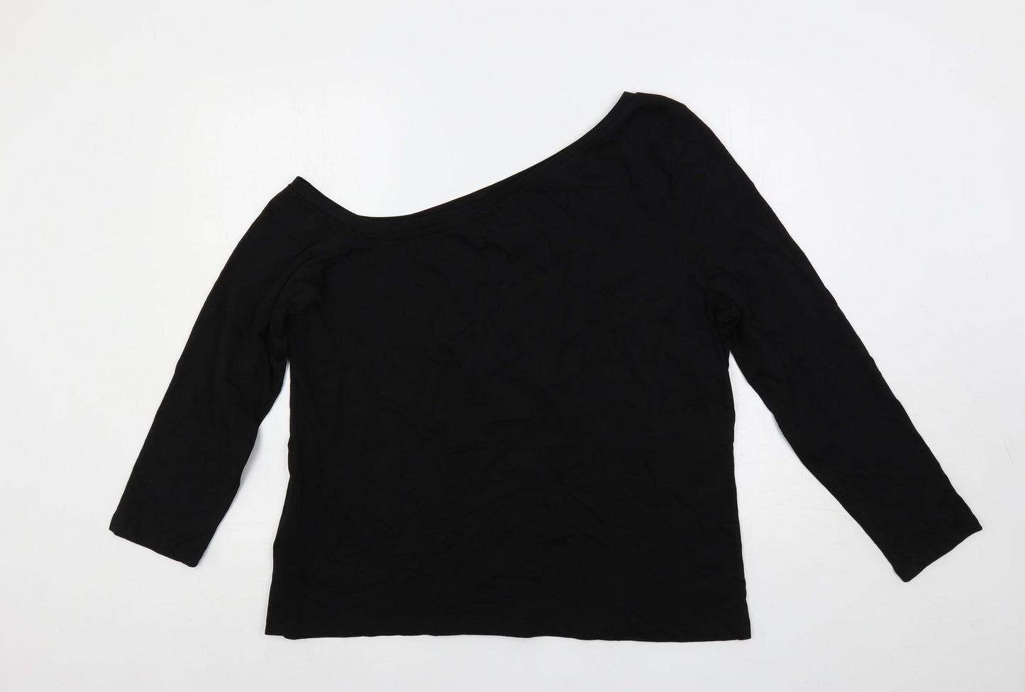 So Quiet Womens Black Cotton Basic T-Shirt Size XL Boat Neck - Slogan