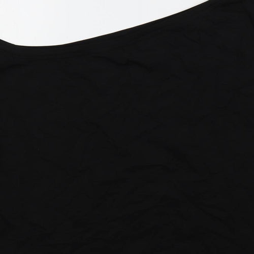 So Quiet Womens Black Cotton Basic T-Shirt Size XL Boat Neck - Slogan