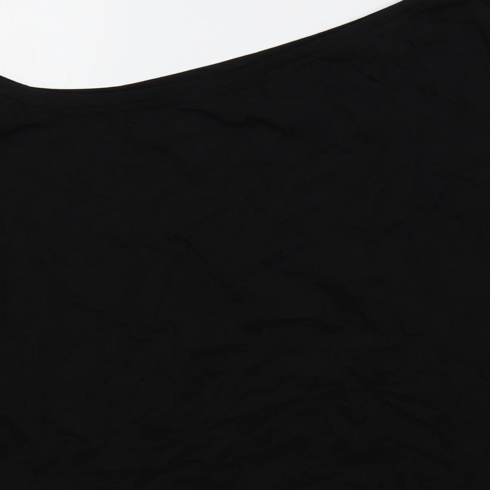 So Quiet Womens Black Cotton Basic T-Shirt Size XL Boat Neck - Slogan