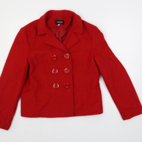 Vogue Womens Red Jacket Size 16 Button