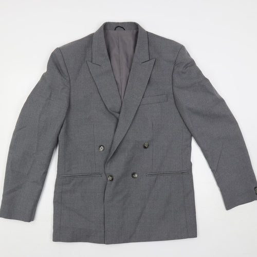 Upper Deck Mens Grey Wool Jacket Blazer Size 40 Regular