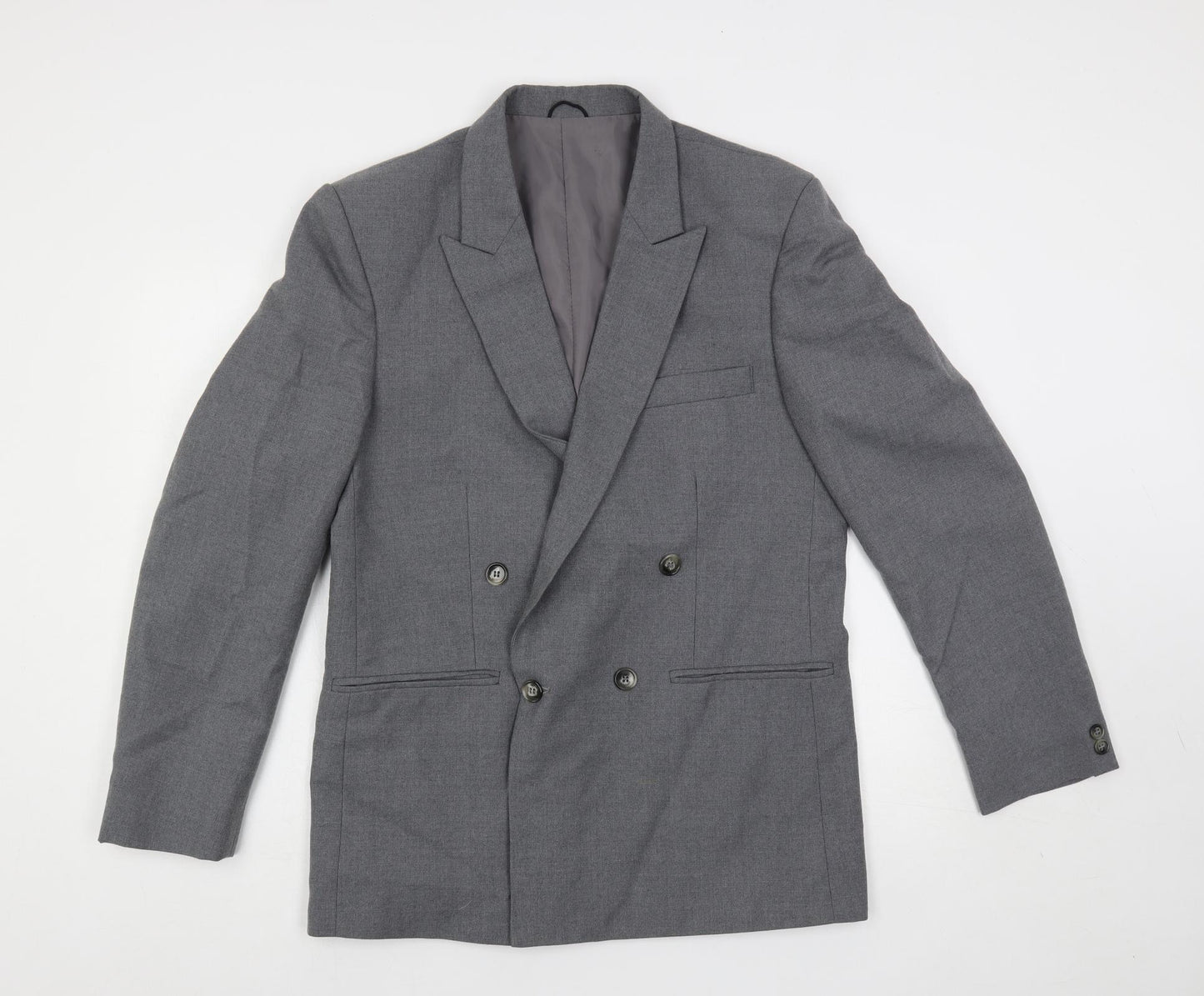 Upper Deck Mens Grey Wool Jacket Blazer Size 40 Regular