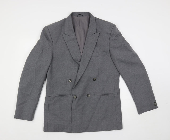 Upper Deck Mens Grey Wool Jacket Blazer Size 40 Regular