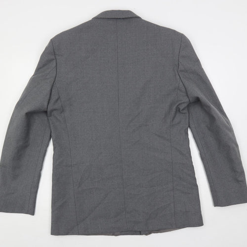 Upper Deck Mens Grey Wool Jacket Blazer Size 40 Regular