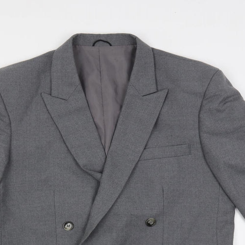 Upper Deck Mens Grey Wool Jacket Blazer Size 40 Regular